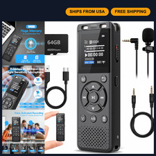 64GB Digital Voice Recorder, Portable Audio Recording Device with Playback Featu