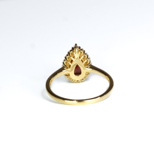 Unheated Natural Ruby 1.61ct Pear Ruby Halo Ring - Picture 5 of 5