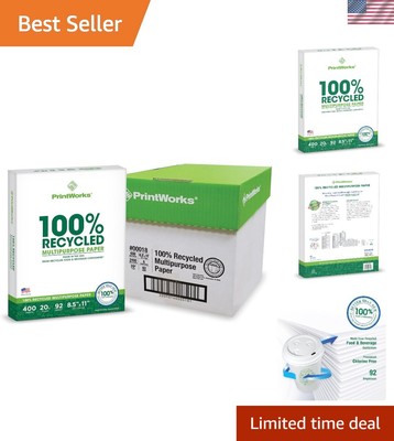 Affordable 100% Recycled Paper - 2400 Sheets, 20lb, Ideal for Everyday Printing