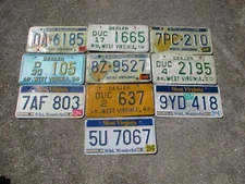 10 West Virginia license plate lot for collecting or decorating man cave # 1