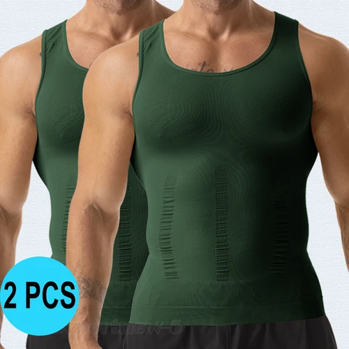 Men's Slimming Body Shaper Belly Chest Compression Vest Girdle T-Shirt Tank Top - Picture 33 of 33