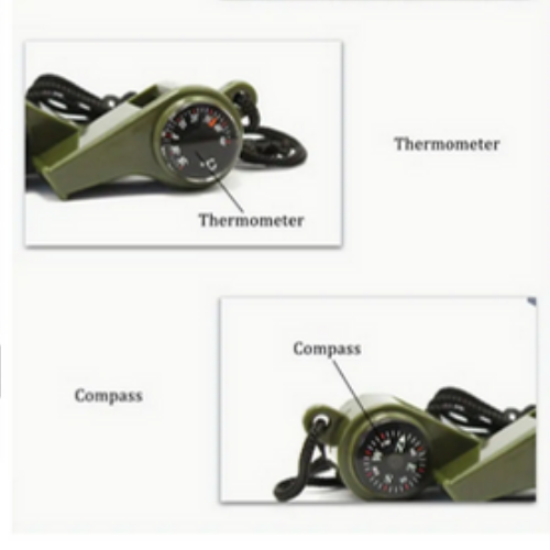 2 Pcs 3in1 Outdoor Whistle Survival Tool , Compass & Thermometer for Adventure - Picture 3 of 7