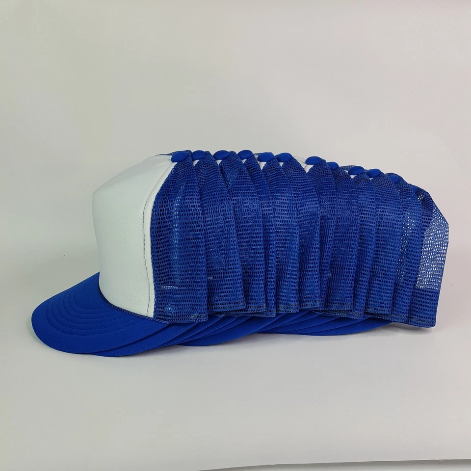 De Colección Lote De 12 Sombreros de Camionero de Malla de Espuma Azul Gorra Ajustable Retro Años 80 Foto 2 de 4