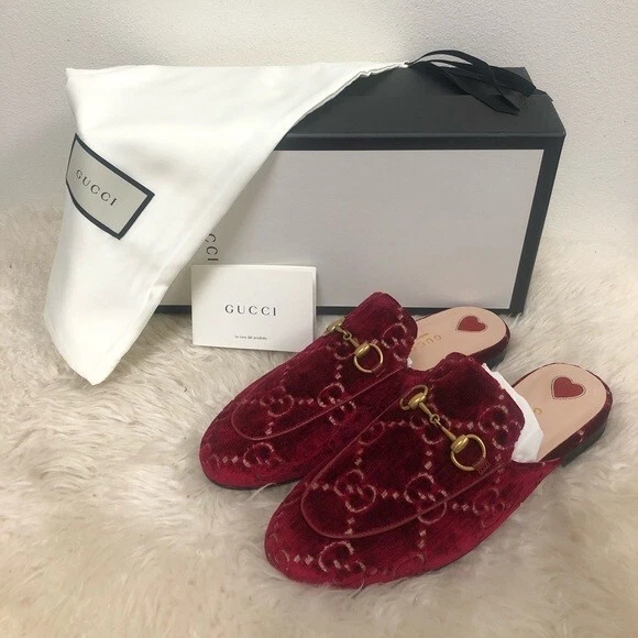 NIB GUCCI Princetown GG Logo Loafer Horsebit Slipper Mule Flat 36.5