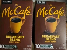 2 Box McDonalds McCafe Breakfast Blend Coffee K-Cups 10 ct