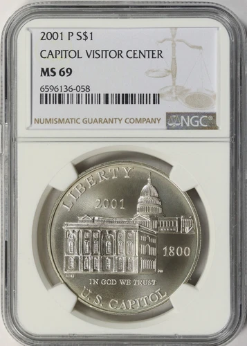 2001-P Capitol Visitor Center $1 Commemorative Dollar NGC MS69