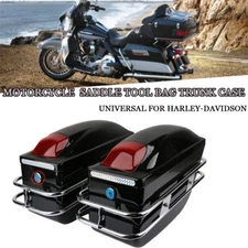 2X Motorcycle Hard Saddle Bags Trunk Side Saddlebags Universal for Harley Models