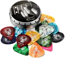 Donner 16 Pack Celluloid Guitar Picks + Case Thin Medium Heavy Extra Heavy Size