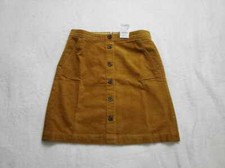 New women's 0 10 J Crew Factory corduroy button front mini skirt Golden Brandy