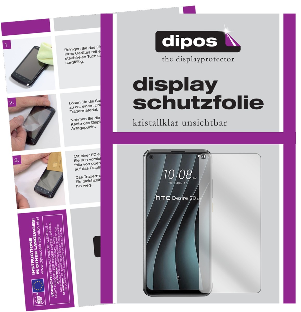 Dipos 2X Pellicola Protettiva Antiriflesso Per HTC Desire 310 – Opaca, Anti-impronta, Made In Germany - 2