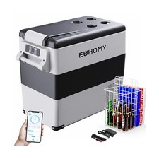 EUHOMY Car Refrigerator, 55Liter 59qt RV Refrigerator with 12/24V DC  110-2...