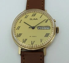 Slava 2428 26 Jewels Soviet USSR Mens Watch Gold plated #950