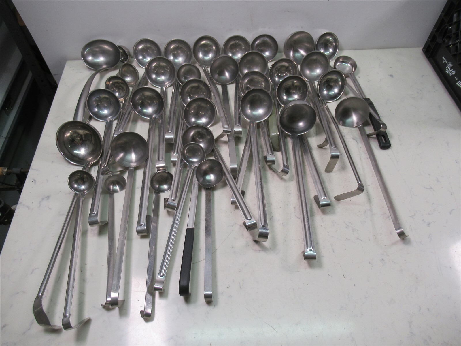 Lot of 36 Soup Ladles Stainless Steel Mostly 4oz Kitchen Utensil Spoon Scoop