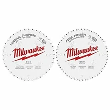 MILWAUKEE'S Circular Saw Blade,Blade Dia. 10 in,PK2, 48-40-1036
