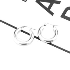 Anti-tarnish earring, Silver Stainless Steel Small Chunky Hoop Earrings - 5mm