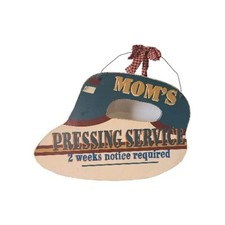 Laundry Room Wood Sign Plaque "Mom's Pressing Service" Retro Kitsch Farmhouse