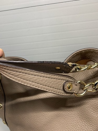 Michael Kors DELANCY Large Shoulder Tote Studded Bag Tan Pebbled Leather - Afbeelding 13 van 15