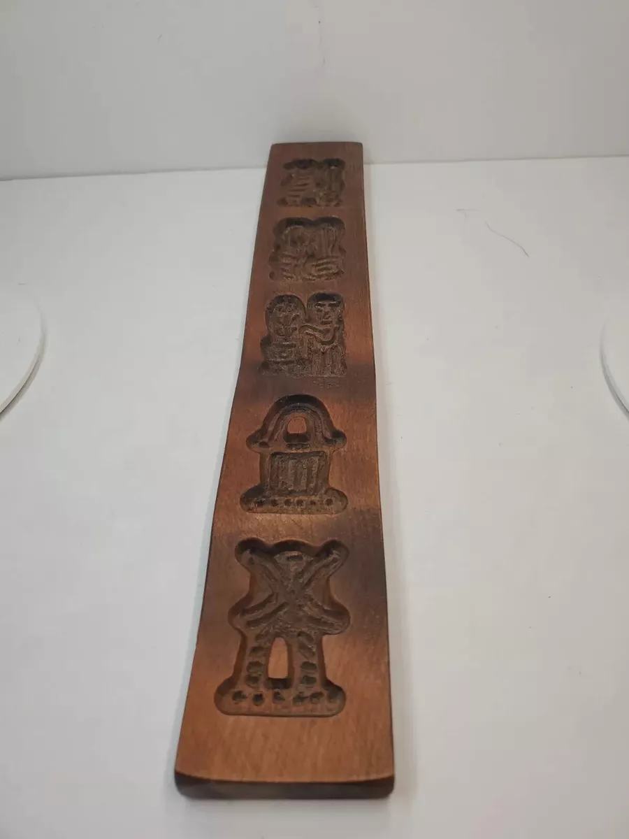 VINTAGE HAND CARVED WOOD CANDY COOKIE PRESS MOLD 5 Dutch Windmill