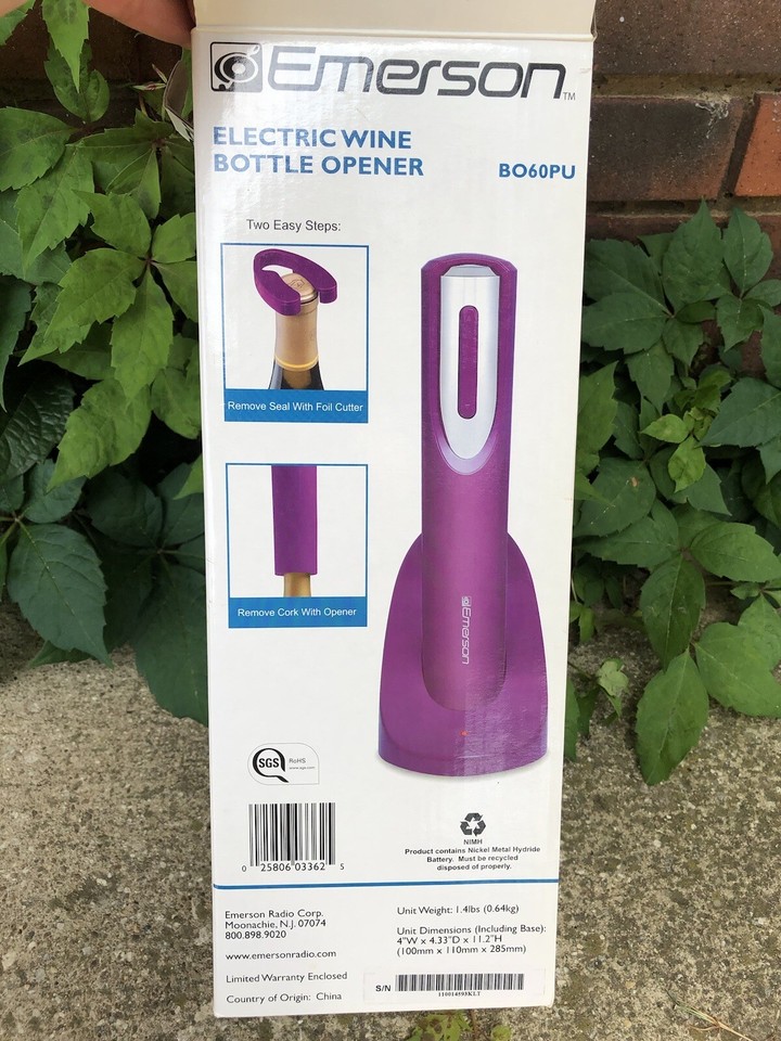Emerson Electric Wine Bottle Opener B061 Rechargeable NEW OPEN BOX eBay