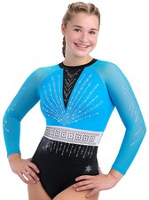 NEW Izzy Turquoise Girls Gymnastics Competition Leotard by Snowflake Designs