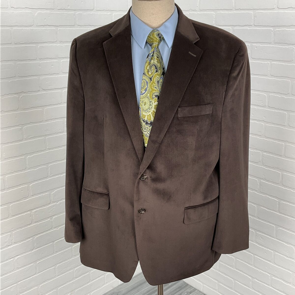 Ralph Lauren Chaps Blazer Men 46R Brown Velvet Herringbone Ralph Lauren Chaps Blazer Men 46R Brown Velvet Herringbone