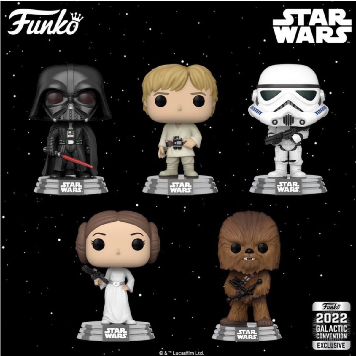 Funko Pop! Set Of 5 2022 Galactic Convention Exclusives Funko Pop! Set Of 5 2022 Galactic Convention Exclusives