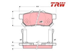 Brake pad set, disc brake Cotec TRW GDB3174 for Honda