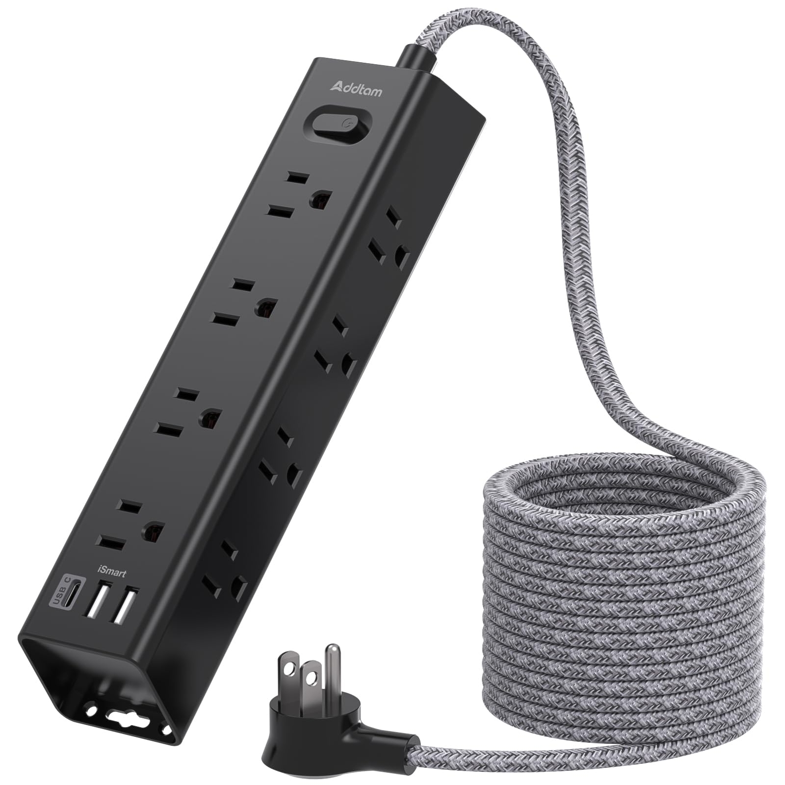Extension Cord 10 ft Power Strip Surge Protector 12 Outlets 3 USB Black-image