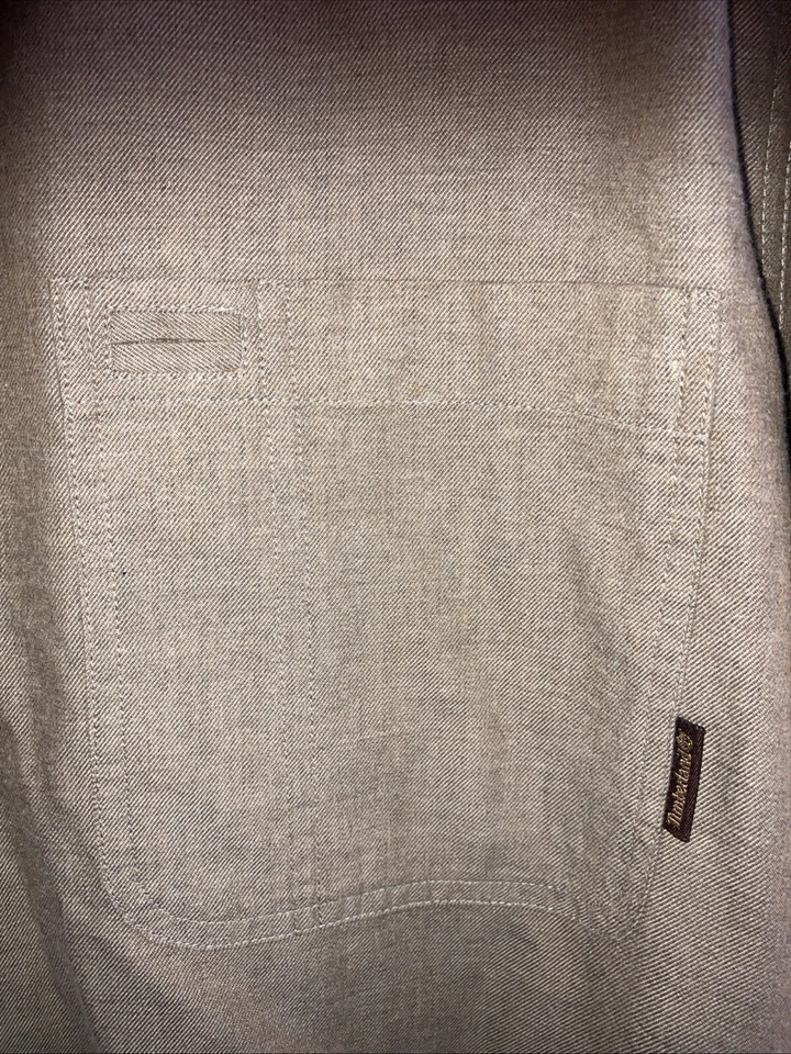 Timberland Camisa Hombre M Marrón Camisa de Vestir 100% Algodón Minimalista Limitada Foto 2 de 4