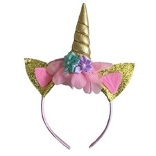 Unicorn Headband Glitter Ears Flowers One Size Fits Most