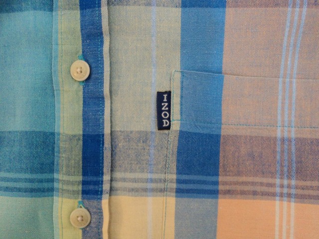 IZOD Mens Size M Linen & Cotton Plaid Camp Shirt Short Sleeve Blue Yellow Peach | eBay
