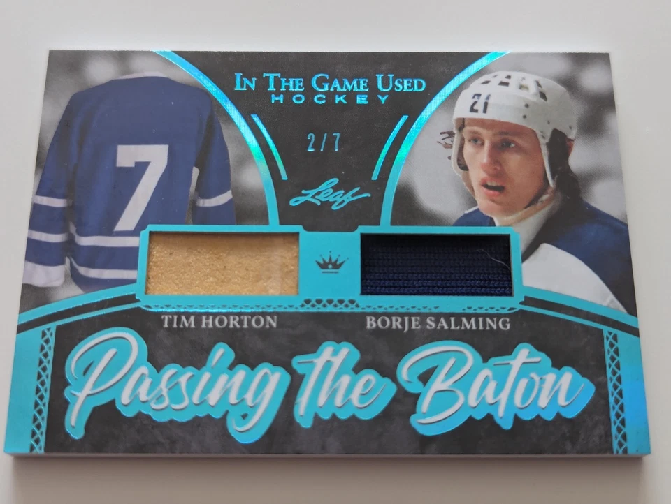 🔥#/7 CAMISETA BORJE SALMING TIM HORTON DOBLE RELIQUIA 2020-21 HOJA EN JUEGO USADA ITG🔥 Foto 2 de 4