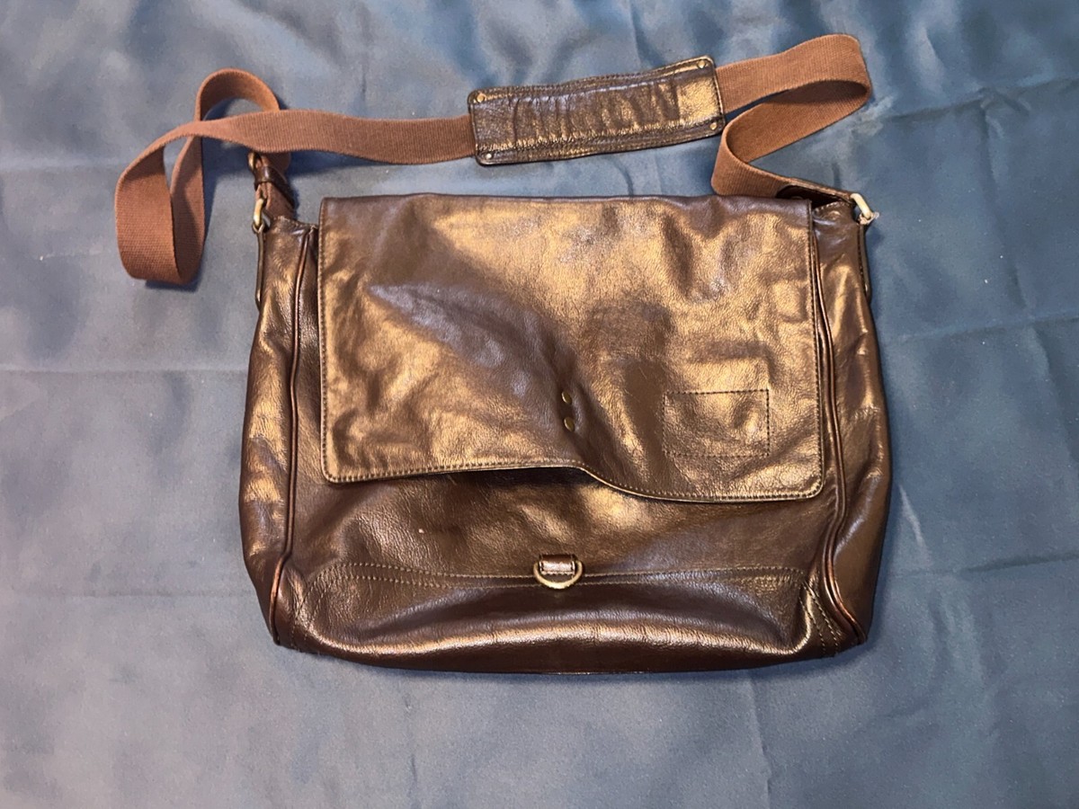 バッグ BANANA REPUBLIC Archive Leather Messeng Vintage Banana Republic Unisex Blk Leather Messenger Bag