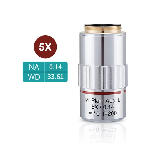 Obiettivo microscopio metallurgico M26 95 mm visibile LWD M Plan APO 2X-50X - Foto 7 di 30