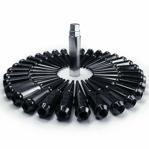 32 BLACK Spike Lug Nuts 9/16-18 fit Ram 2500 Cummins AM General Hummer H1 8BK5 - Picture 7 of 10