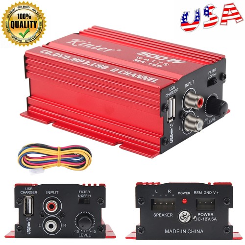 MA150 500 Watt 2Channel Amplifier Car Stereo Amp Subwoofer Audio