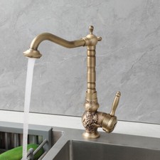 Bathroom Basin Faucet 1 Handle Deck Mount Antique Brass Bamboo Sink Mixer Tap