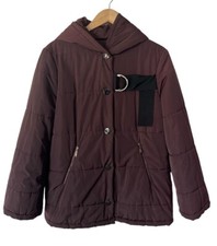 Roman Iridescent Burgundy D Ring Closure Puffer Coat Xl
