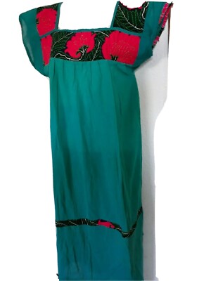  Mexican Dress  Hand loomed & Embroidered Wedding S/M Floral Dress Bata  Ethnic 