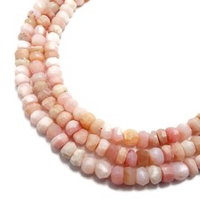 Pink Opal Irregular Faceted Rondelle Beads Approx 3x7mm - 5x7mm 15.5" Strand