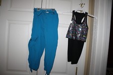 Girl Curtain Call B2250 E713 Hip Hop Black Sequin Top Pants Costume Size CME