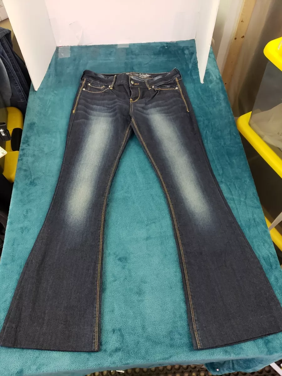 Express Womens Blue Low Rise Stella Flare Jeans Sz 2 Stretch Ladies Denim Pants