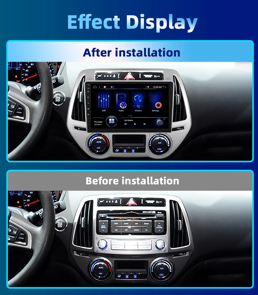 6GB+128GB Autoradio Android 14 Für Hyundai I20 2010-2014 DAB GPS CarPlay DSP AHD - Bild 2 von 4