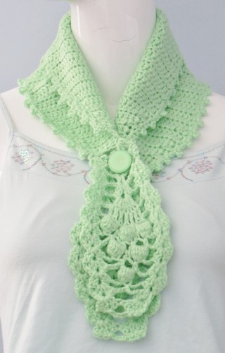 New Handmade Crochet Green Soft Acrylic Stylish Pineapple Neck Warmer Scarf - Imagen 8 de 8