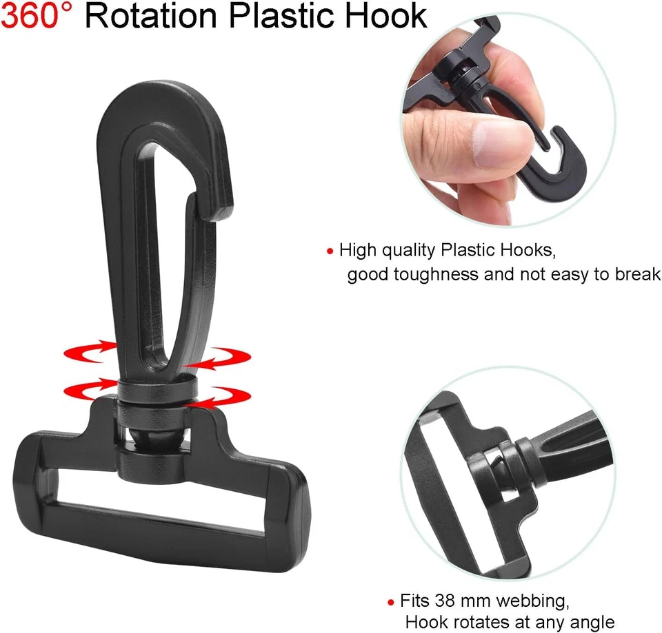 12PCS Plastic Swivel Snap Hook Clips for Purse, 1-1/2 Inch Rotary Swivel Clasp S - Image 3 of 3