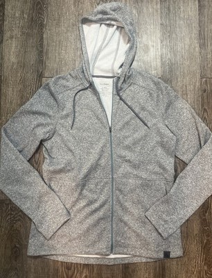Womens Misses Llbean Vented Hoodie Hiking Full Zip Gray Large Jacket