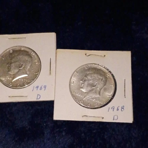 1968-D & 1969-D Kennedy Half Dollar 50C Coins Lot of 2 Denver Mint