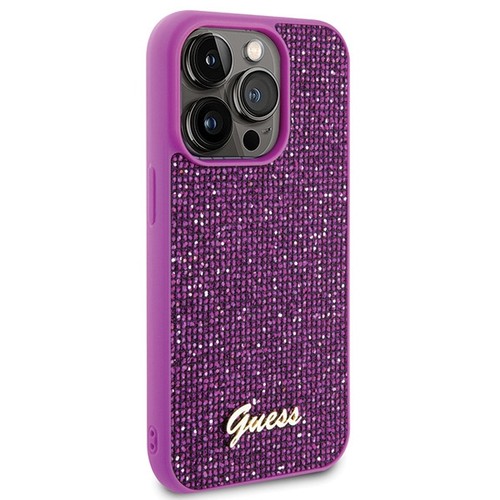 Case Guess GUHCP15LPMSDGSF Apple iPhone 15 Pro Hardcase Disco Metal Script Fuchs - Bild 4 von 8