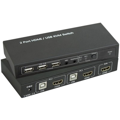 SpeaKa Professional 2 Port KVM-Umschalter HDMI USB 1920 x 1080 Pixel, 3840 x