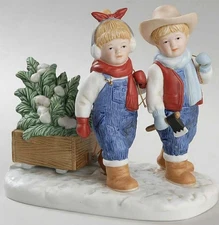 Denim Days Bringing Home The Tree Figurine HOMCO Home Interiors Excellent
